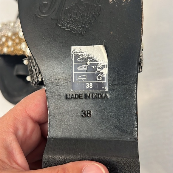 FREE PEOPLE SUN PEAKS EMBELLISHED SANDALS BLACK 38=8 - Picture 12 of 16